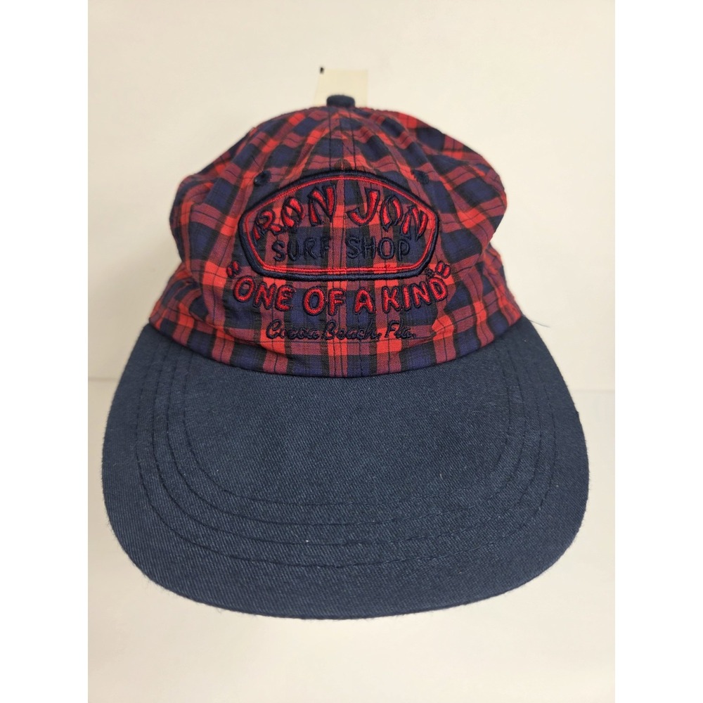Vtg 90s RON JON Cocoa Beach Surf Shop "ONE OF A KIND" Hat W Tag Plaid Osfa